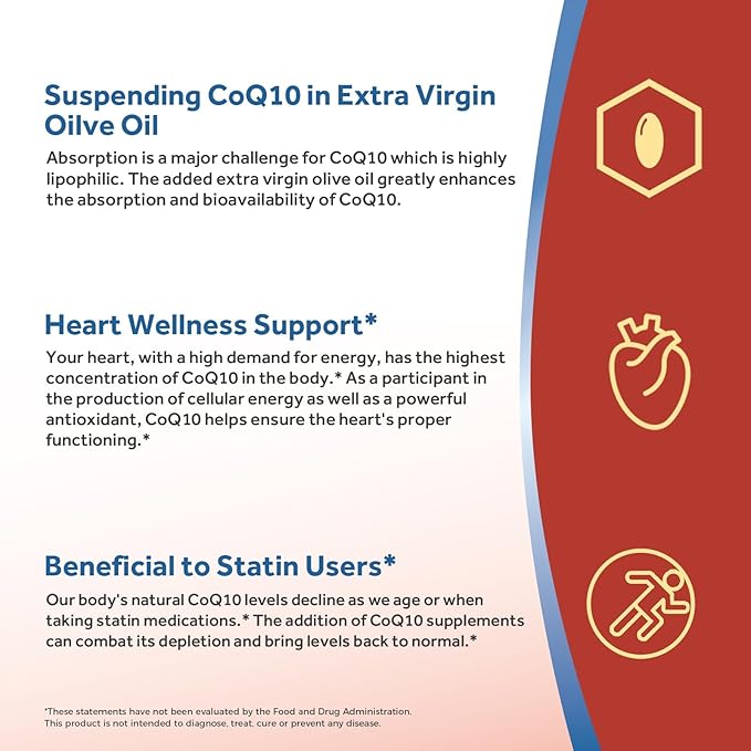 Doctor's Recipes CoQ10 200mg Per Serving, High Absorption Coenzyme Q10 Supplement with Olive Oil, Heart & Vascular Health, Energy Production & Antioxidant Support, 2 Month Supply, 120 Softgels