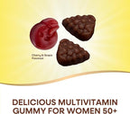 Nature’s Way Alive! Women's 50+ Premium Gummy Multivitamin Supplement, Supports Heart, Brain & Bones*, B-Vitamins, Vegetarian, Grape and Cherry Flavored Gummy Vitamins, 75 Gummies (Packaging May Vary)