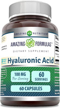 Amazing Formulas Hyaluronic Acid 100 Mg Supplement | Capsules | Non-GMO | Gluten-Free | Made in USA (1 Pack, 60 Count)