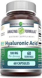 Amazing Formulas Hyaluronic Acid 100 Mg Supplement | Capsules | Non-GMO | Gluten-Free | Made in USA (1 Pack, 60 Count)