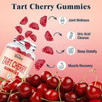 3300mg Tart Cherry Gummies for Uric Acid Cleanse, Sleep, Gout, Joint & Kidney Support – Tart Cherry Extract with Celery Seed, Melatonin, Vitamin C – Detox & Antioxidant – Mixed Berry Flavor, 120 Count