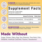 Vitalibre Calcium Supplements for Women - Calcium 1200 mg with Vitamin D3 5000IU, Bone Strength Density, Enhanced Absorption Stomach - Friendly Gentle, No Gluten, No Soy, Non GMO, 120 Coated Tablets