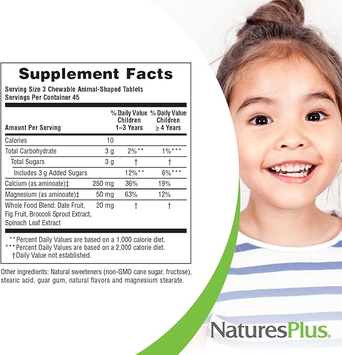 NaturesPlus Animal Parade Calcium, Vanilla Sundae Flavor - 135 Animal-Shaped Chewable Tablets, Pack of 2 - Vegan, Gluten Free - 90 Total Servings
