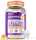 Sugar Free Kids Calcium Gummies (Ages 4-12) - 300mg Calcium Citrate w/Vitamin D3 K2 Magnesium - Algae DHA, Lutein & Zeaxanthin for Strong Bones, Eye & Brain Support - Gelatin Free - 60 Gummies