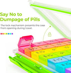 AUVON iMedassist Moisture-Proof Weekly Pill Organizer 4 Times a Day, Large 7 Day Pill Box Case with Portable Design for Travel, Removable Individual Containers Hold Vitamins, Supplements, Medications