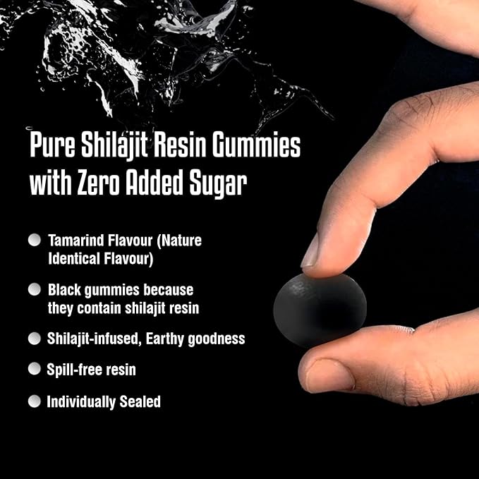 Pure Himalayan Shilajit Gummies – 75%+ Fulvic Acid, High Potency Gold Grade – Blend for Energy, Vitality & Immune Support, Travel - Friendly, Tamarind Flavor – 60 Gummies