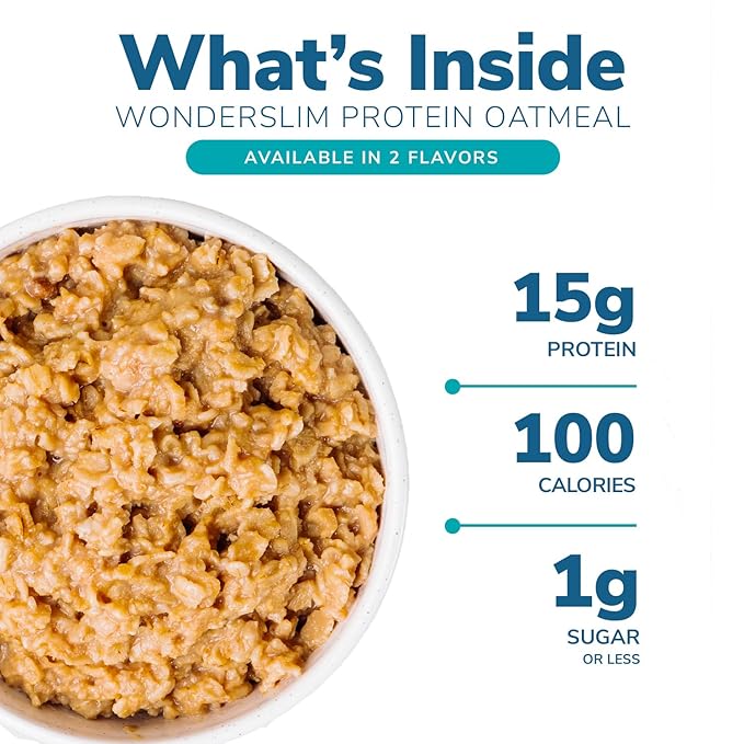 WonderSlim Instant Protein Oatmeal, Maple Brown Sugar, Gluten Free, Low Carb, Low Sugar (7ct)