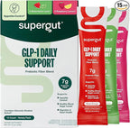 Supergut GLP1 Daily Support, Variety Pack - High Fiber GLP-1 Supplement Powder for Women & Men - Sugar-Free Drink Mix for Gut Health & Digestive Support (15 Servings)