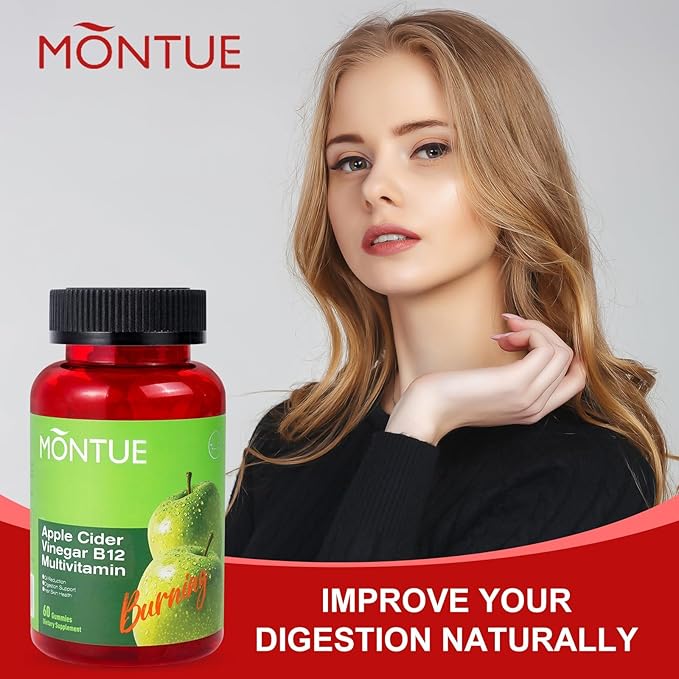 Montue NEWELLME Apple Cider Vinegar Gummies B12 Multivitamin,ACV Supplement Gummy Vitamins,Vegetarian Supplement for Women & Men,Non GMO,Support Normal Energy Levels & Gut Health 90 Gummies (90)