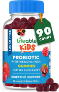 Lifeable Sugar Free Probiotics with Prebiotics Fiber for Kids – Great Tasting Natural Flavor Gummy Supplement – Keto Friendly Probiotic Chewable – 90 Gummies