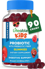 Lifeable Sugar Free Probiotics with Prebiotics Fiber for Kids – Great Tasting Natural Flavor Gummy Supplement – Keto Friendly Probiotic Chewable – 90 Gummies