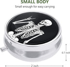 Nipichsha Pill Box, Small Pill Case for Purse & Pocket, Cute Travel Medicine Organizer, Portable Medicine Container Holder to Hold Vitamins, Medication, Fish Oil & Supplement, Human Skeleton