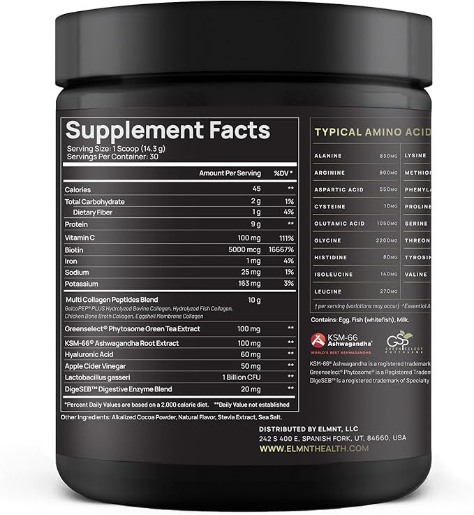 Premium Chocolate Collagen Powder for Women Weight Loss & Beauty w. Probiotics, Hyaluronic Acid, Biotin, KSM-66 & Ultra Pure Multi Collagen Peptides Protein Powder - Colageno Hidrolizado for Women