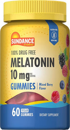 Sundance Melatonin 10mg Gummies for Adults | 60 Count | Mixed Berry Flavor | Vegan, Non-GMO, and Gluten Free Supplement