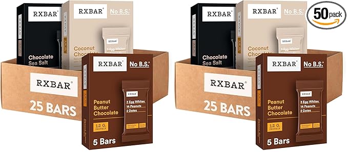 RXBAR Protein Bars,12g Protein,Gluten Free Snacks,Chocolate Lovers Variety Pack (5 Boxes,),25 Count (Pack of 2)