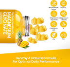 Magnesium Glycinate Gummies 1000mg - 90 Ct | Magnesium Potassium Supplements for Relaxation, Stress Relief, with Vitamin D, B6, CoQ10 for Calm Mood & Sleep Support - Mango Pineapple Gummies