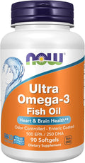 NOW Foods Supplements, Ultra Omega-3 Molecularly Distilled and Enteric Coated, 90 Softgels