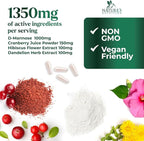 D-Mannose 1000mg Per Serving - Cranberry & Hibiscus - Effective Fast-Acting, Flush The Impurities for Bladder, Urinary Tract Health Support Supplement, for Women and Men, USA Bottled - 180 Capsules