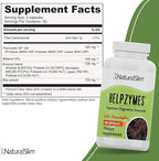 NaturalSlim Digestive Enzymes for Women & Men - Helpzymes Essential Enzymes for Digestion, Gut Health, Gas Bloating Relief with Bromelain, Ox Bile, Pancreatin. & Betaine HCL - 100 Capsules Solo