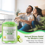 2 Pack St John's Wort Gummies 700mg, Natural Herbal Supplement for Adults & Kids, Support Calm, Relaxation & Brain Health, Vegan, Non-GMO, Gluten Free, Apple Flavor, 120 Count