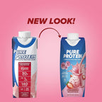 Pure Protein Strawberry Protein Shake,30g Complete-Protein,Ready to Drink and Keto-Friendly,Vitamins A,C,D,and E plus Zinc to Support Immune Health,11oz Bottles,(Pack of 24)