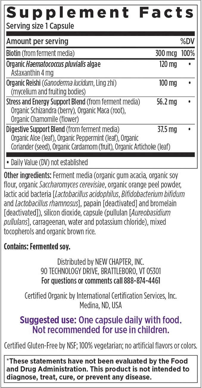New Chapter Hair Skin & Nails Vitamins with Fermented Biotin+astaxanthin Vegetarian Capsule, 30 Count (Pack of 1)