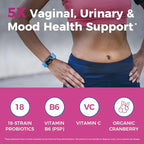NewRhythm Probiotics for Women, P-5-P, Vitamin C & Organic Cranberry, 100 Billion CFU 18 Strains, Prebiotics & Vaginal Probiotics for Digestive Health & PH Balance, 60 Capsules, No Dairy