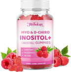 Myo-Inositol & D-Chiro Inositol Gummies, Ideal 40:1 Ratio Supplement for Women with Vitamin D3 & B12 for Support Hormonal Balance & Wellness, Sugar Free, Raspberry, 120 Count