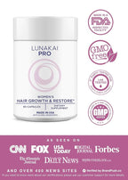 Lunakai PRO USA Made Hair Growth Supplement for Women - Advanced 20 Nutrient with Marine Collagen, Saw Palmetto, Biotin & Keratin - Daily Hair Vitamins for Thicker Strands - 90 Capsules