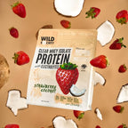 WILD SOCIETY - Clear Protein Powder + Electrolytes - 20g Clear Whey Protein Isolate Drink - Zero Sugar - 0g Lactose - Natural Flavors & Colors - Muscle Post Workout Recovery - Strawberry Coconut, 16oz