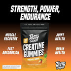 TASTY GAINS Creatine Gummies - 90g of Creatine Monohydrate - Workout Supplements - Build Muscle & Boost Strength for Men & Women - Made in USA - Non GMO - Vegan Friendly (Large, Pineapple Mango)