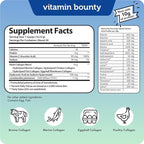 Vitamin Bounty Multi Collagen Peptides Powder for Men & Women (Complex Plus) - 5 Types Hydrolyzed Collagen Protein - Probiotics, Vitamin C & Hyaluronic Acid - Grass Fed Bovine Supplements, 50 Servings