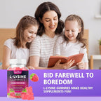 L-Lysine 1000mg Gummies for Immune Support & Skin Health - High Potency Vegan, Sugar-Free, Gluten-Free Supplement with Natural Raspberry Flavor for Adults & Kids - 60 Gummies