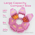Pill Organizer Weekly - Cute Medicine Pill Organizer 7 Day, Large Daily Pill Box for Travel, SHIJOINYU Pill Dispenser Case 1 Time a Day for Medication/Supplement/Fish Oil (Pink)