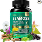 Superfood Advanced Irish Sea Moss Capsules - Sea Moss 21 in 1 Supplement Whit Black Seed, Ashwagandha, Turmeric, Bladderwrack, Burdock - 90 Count