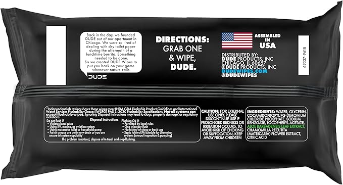 DUDE Wipes Unscented Flushable Wipes - Extra-Large Adult Wet Wipes for Sensitive Skin - 8 Pack (384 Count) + Mint Travel Pack (18 Count) - Infused with Vitamin E and Aloe - Septic and Sewer Safe