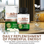 NAD+ Resveratrol Supplement 120 Capsules, Supports Healthy Aging, Cellular Energy, Metabolism & Brain Boost for Men & Women