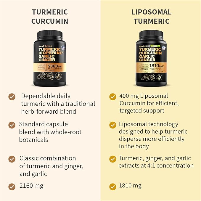 4-in-1 Turmeric Joint Support Supplements with Garlic and BioPerine - 2360 mg High Potency Herbal Blend for Mobility, Everyday Flexibility, Digestive Comfort, Active Aging Support (120ct, Pack of 3)