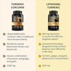 4-in-1 Turmeric Joint Support Supplements with Garlic and BioPerine - 2360 mg High Potency Herbal Blend for Mobility, Everyday Flexibility, Digestive Comfort, and Active Aging Support (120ct)