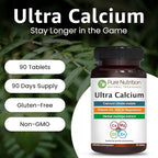 Pure Nutrition Ultra Calcium 1000mg with VIT D3 + K2 | 90 Tab | Calcium Supplement with Calcium Citrate Malate, VIT D3, K2, Moringa Oleifera, Magnesium and Zinc.