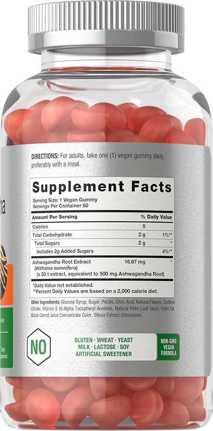Horbäach Ashwagandha Gummies | 60 Vegan Chewable Gummies | Tropical Flavor | Supplement for Men and Women | Herb Root Extract | Vegan, Non-GMO, Gluten Free