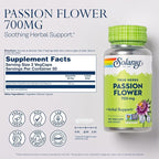 SOLARAY Passion Flower 700 mg Whole Aerial - Soothing Herbal Support - Passion Flower Capsules - Vegan, Non-GMO, 60-Day Guarantee, Lab Verified - 50 Servings, 100 VegCaps