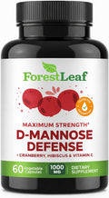 ForestLeaf D Mannose 1000mg Capsules - D-Mannose with Cranberry, Hibiscus & VIT C, Urinary Tract Health for Women and Men, Organic DMannose Pills for UTI, Urinary Health & Bladder Support 60 Capsules