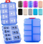 Foldable & Portable Weekly Pill Organizer 2 Times a Day with Clear Printed Labels - 7 Day AM PM Medicine Box, Week Daily Travel Pill Case Holder for Medications, Vitamin, Supplement - Clear Blue
