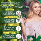 Mullein Gummies for Lungs, Mullein Extract for Smokers - Support Lung & Respiratory Health, Soothes Throat Irritation, Boost Immune - Mullein Leaf Extract for Lungs, Breathe Easier (2 Pack)