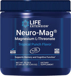 Life Extension Neuro-Mag Magnesium L-Threonate Powder (Tropical Punch) - Ultra-Absorbable Magnesium - Supports Memory, Focus, Cognitive Function & Mood - Gluten free, Non-GMO, Vegetarian (30 Servings)
