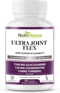 Joint Support Supplement with Glucosamine Chondroitin MSM Turmeric Boswellia - for Men and Women - Promotes Mobility, Flexibility, and Comfort - Made in USA - 90 Capsules