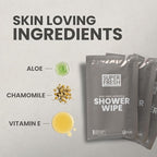 Super Fresh Shower Wipes Large Sandalwood Body Wipes for No Rinse Bathing Personal Hygiene Gym Travel or Camping Enriched with Aloe and Vitamin E 50 Individually Wrapped Disposable Sheets