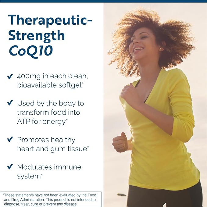 Researched Nutritionals CoQ10 400mg Softgels for Heart Health - Therapeutic-Strength Coenzyme Q10 Supplement - Support Natural Energy & Immune Function, Promote Healthy Gum Tissue (60 Softgels)