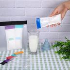 Protein Powder Travel Container Set, Travel Protein Powder Container to Go Supplement Reusable Portable with Funnel Spoon Label, 14pcs Single Dose Bags and 2pcs Large Zip Bags Supplement Storage
